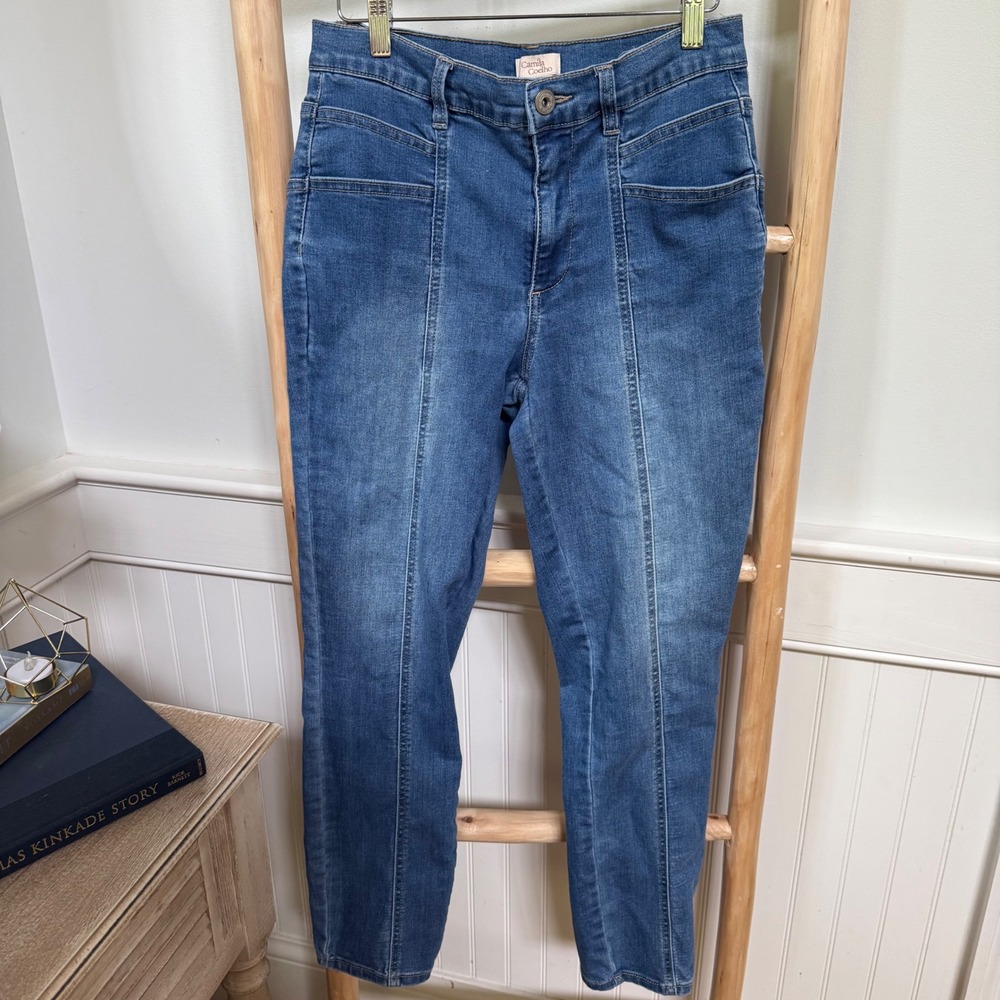 Camila Coelho Medium Wash High Rise Seamed Jeans Blue Size 6